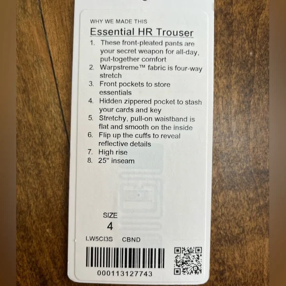 NWT Lululemon Essential High Rise Trouser - Picture 8 of 8